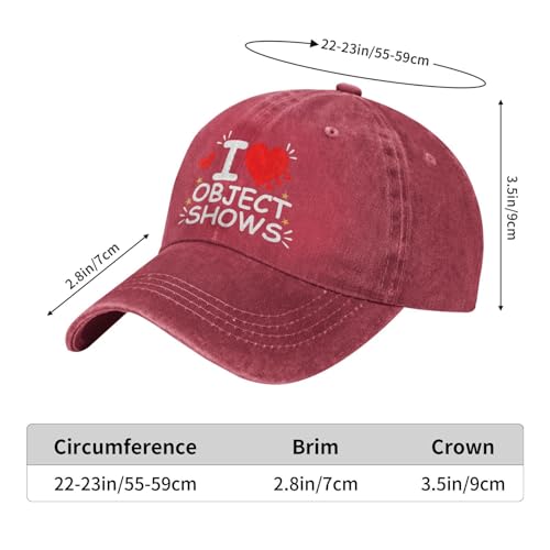 I Love Object Shows Caps for Men Object Shows Mens Baseball Hats - color: Red