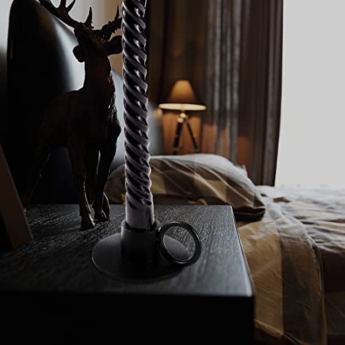 2PCS Black Taper Candle Holders with Round Handle, Matte Iron Candlestick Holders Centerpieces for Home Decoration, Wedding Anniversary, Party, Housewarming Gifts. - size: Round with Handle