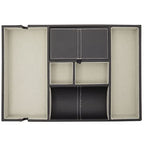 Juvale Nightstand Organizer Tray - 14 x 10 x 1.5 in, Black Faux Leather - Valet Tray for Men with 6 Compartments for Watch, Jewelry & Keys - color: Black