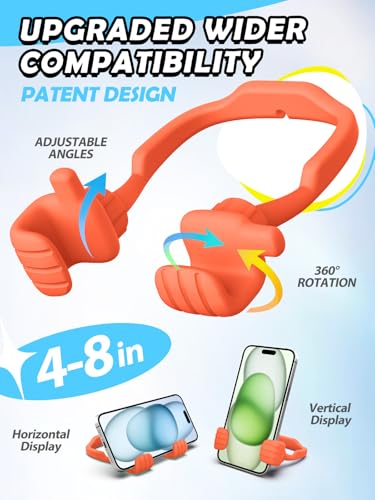 Valentines Gifts for Teens Boys Girls Cell Phone Stand: Upgrade Adjustable 1 Pack Thumbs Up Lazy Phone Holder for Desk Fun Birthday Gifts for Grandma Adults Husband from Wife - color: Orange Red