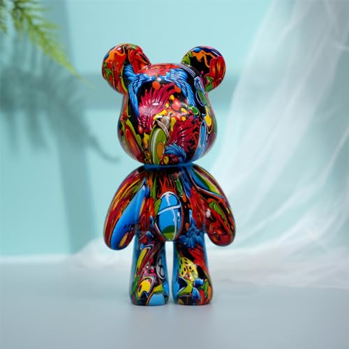 Graffiti Bear Statue Decor for Home, Resin Animal Sculpture Ornament for Indoor Room (Type D) - color: Type D