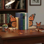 Decorative Butterfly Bookends Wooden Acrylic Butterflys Bookend Modern Bookshelf Decor Accent Book Stopper Decor for Home Farmhouse Shelves Office Lover Gift (Monarch Butterfly) - style: Monarch Butterfly