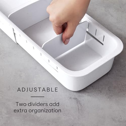 YouCopia DrawerFit Expandable Kitchen Drawer Organizer: Sliding Storage Tray for Utensils & Accessories in Deep Drawers, Expandable 15–23" wide, White Speckled BPA-free - style: Sorter