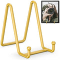 TR-LIFE Plate Display Stand - 4.5 Inch Holder + Metal Frame for Picture, Decorative Plate, Photo Easel, Tabletop Art (Gold 2 Pack) - size: 4.5 Inch