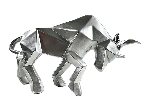 SMRTHMRT Abstract Geometric Sculptures Animals Statues,Collectible Figurines Home Office Tabletop Ornaments (Silver Bull) - color: Silver Bull