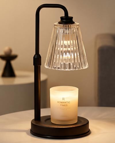 Candle Warmer Lamp with Timer Dimmable Crystal Vertical Stripe,Mothers Day Birthday Gifts for Women Mom, Adjustable Candle Warmer with 2 Bulbs, Black Candle Lamp for Jar Scented Candles, Home Decor - color: Crystal Stripe-black