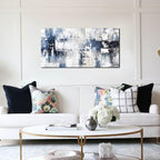 Prepeyssee White and Blue Abstract Canvas Wall Art for Living Room Bedroom Home Office Large Modern Grey Abstract Canvas Prints Picture Ready to Hang Size 20x40 - color: white, size: 20L" x 40W"