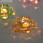 GOLDEAL Lotus Tealight Candle Holders,Set of 4,Gold Glass,Tea Light Holders,Votive Candle Holders Bulk,Pillar Candle Holder for Wedding Party,Baby/Bride Shower Party,Bathroom,Home Table Centerpieces - color: Gold