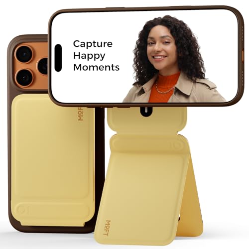 MOFT Phone Tripod Stand Selfie Stick for iPhone, Multi-Angles iPhone Stand, Lightweight & Portable Phone Holder, Strong Magnets, MOVAS Vegan Leather, Travel Essentials, Panna Cotta (Without Card Slot) - color: Panna Cotta x Without Card Slot, size: Wthout