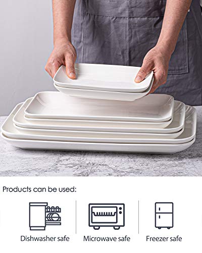 DELLING Large Serving Platter Set of 3, 16/14/12 Inch Porcelain Serving Trays for Party - White Ceramic Rectangular Platters for Entertaining, Appetizer Fruit Tray for Mother's Day Shower Dinner - color: White, size: 16 x 9.5 inch, 14 x 8.1 inch, 12 x 7.1
