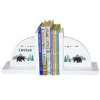 My Bambino Personalized Bookends Custom White Wood Book Ends for Children's Books | Baby Shower & Nursery Gift (Mountain Bear) - color: Mountain Bear