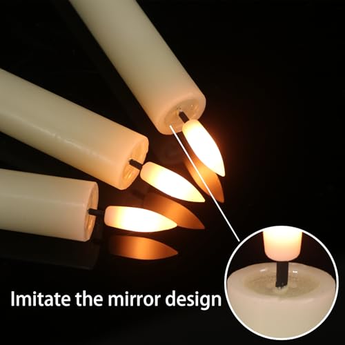 GenSwin Flameless Taper Candles with Remote Timer, Real Wax LED Taper Candles Battery Operated with 3D Flame, 3Pcs Flickering Flamless Candlesticks for Halloween Christmas Decor(Ivory, 0.78” x 9.8”) - color: Ivory