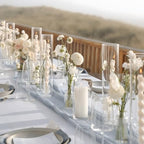 Hurricane Glass Candle Holders 4Pcs Fluted Candlestick Holders for Taper Candles with Cylinder Covers Crystal Candle Sticks Holder Decor for Wedding Birthday Christmas Table Decoration - size: stripe