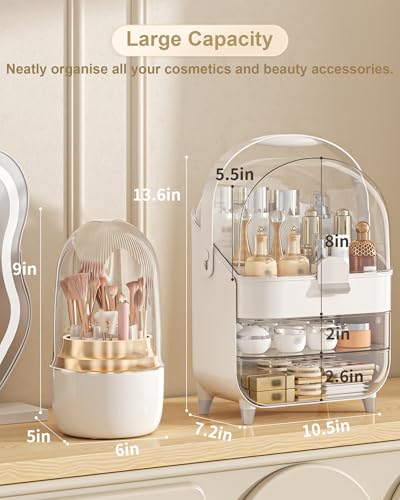 Makeup Organizer, Skincare Holder Bathroom Counter Organizer, Storage Box Cosmetic Display Cases, Teen Girl Gifts Trendy Stuff Make up Organizers for Vanity, Dresser, Countertop (Silver) - color: Silver