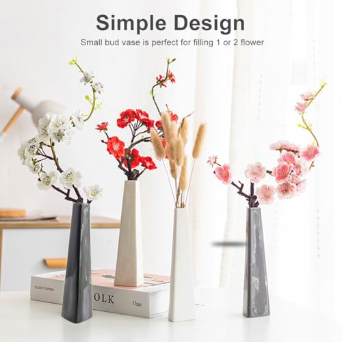 7 Inch Black Ceramic Tapered Tabletop Vase Modern Minimalist Vase for Home Office Decor