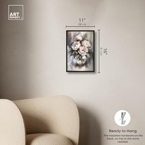 Art Remedy Glass Vase Flowers Canvas Luxury Floral Art, Black Frame, 10" x 15" - color: Black Frame, size: 16"L x 11"W