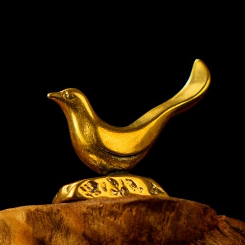 CHOVY Minimalist Solid Brass Bird Sculpture - 100% Pure Brass Handmade Figurine, Retro Vintage Desk Decor, Mid-Century Modern Home & Office Art Accent, Collectible Minimalist Oddity - color: Simple Bird