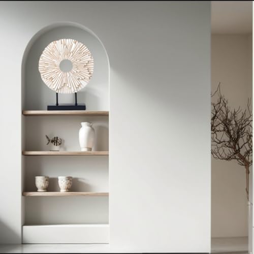 Minimalist Round Statue Above Cabinet Decor Kitchen, Modern Decorative Sculpture Home Decorations for Living Room Coffee Table, Office Decor Items, Center Pieces Decoration (White) - color: White