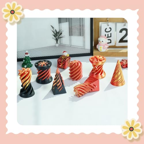 3PCS Impossible Cone,3D Printed Spiral Cone Fidget Toys,Impossible Pyramid Passthrough Sculpture,Stress Relieving Toys for Adults and Kids,Stocking Filler White Elephant Gifts(Black Gold) - color: Black Gold