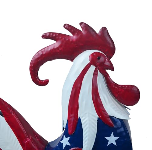 Metal Rooster Statues Waterproof Chicken Sculpture Metal Garden Deco Outdoor Yard Ornament for Patio Lawn Backyard - color: #3