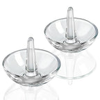 H&D HYALINE & DORA 2 Pack Round Glass Jewelry Dish Jewelry Tray Ring Dish Birthday Holiday Gifts for Women Mom(3.1 Inch) - color: round shaped 3.1in-2pcs
