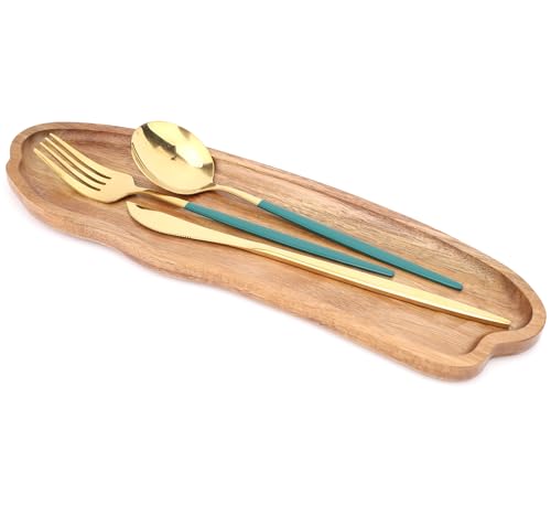 Fermus Wooden Tray 12.7 Inch Long Jewelry Dish Cosmetics Organizer Bathroom Clutter Wood Decorative Serving Platter Small Storage Tray, Cloud Shape