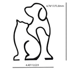 Modern Metal Cat Wall Art Sculpture, Black Minimalist Home Decor, Living Room Wall Decoration (Rely on Cats and Dogs)