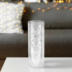 WGVI Hurricane Candle Holder Sleeve, W: 4", Ht: 12", Silver Speckled Glass Cylinder Open Both Ends, Chimney Tube Shade, 1 Piece - size: 4x12"H
