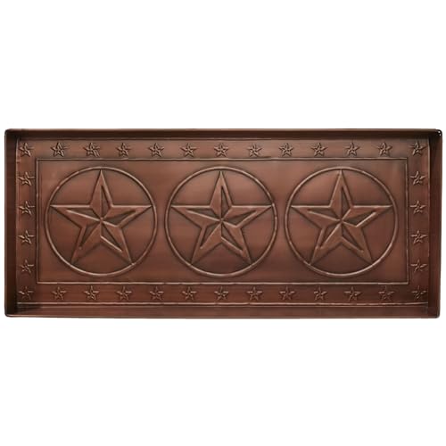 HF by LT Texas Star Pattern Metal Boot Tray, 30 x 13 inches, Antique Copper Finish - color: Texas Star Pattern, Antique Copper Finish