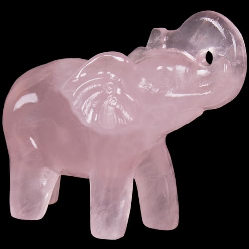 2 Inch Rose Quartz Crystal Elephant Sculpture Handcrafted Healing Stone Animal Figurine Spiritual Home Decor Lucky Charm Gift for Wealth Success Positive Energy and Meditation Lovers - color: Rose Quartz Elephant-02