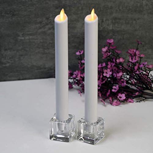 Square Glass Candle Holder Set of 2, Clear Taper Candlestick Holders, Ideal Gift for Dining Table, Wedding, Christmas and Party.… - color: Transparent 2pcs