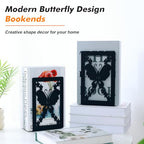 Aertiavty Butterfly Bookends 2 Pcs, Large Heavy Duty Metal Bookends for Shelves, Non-Skid Book Ends Decorative for Heavy Books, Book Holder for Home Office, Morden Book Stopper 7.9"x 4" x 5", 1 Pair - style: Butterfly Style