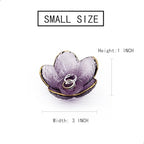 Purple Flower Ring Dish Jewelry Tray, Small Glass Trinket Tray for Rings Earrings, Present for Wife Mom Daughter Women - color: Purple