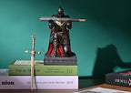 King's Guard Leader Cloak Warrior Knight Pen Holder Mobile Phone Stand, Ornament Knight Statue, Pen Stand Paperweight for Office and Home (Iron) - color: Iron
