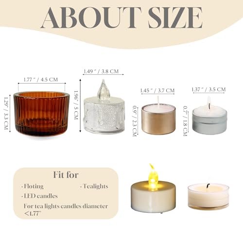 2pcs Tea Light Candle Holders Glass Votive Candle Holders Table Centerpiece for Wedding Birthday Home Decor (Amber) - color: Amber