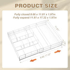 Briwooody 2 Pcs Acrylic Desk Drawer Organizer Maximum 11.8 x 17 x 1.9 Inch Expandable Drawer Organizer Trays with 7 Adjustable Compartments Desk Accessories for Makeup Silverware Office Bathroom - size: 11.8 x 17 x 1.9 Inch