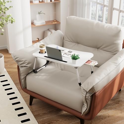 Lap Desk Bed Trays for Eating and Laptops Breakfast in Bed Tray for Sofa/Couch/Study/Reading/Writing with Cup Holder/Drawer On Low Sitting Floor Large Portable Foldable (White) - color: White