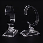 GSHLLO 2 Pcs Clear Acrylic Watch Display Stands C Shape Display Holder Bangle Bracelet Display Racks Wrist Jewelry Show Stand Showcases for Home Shop Use
