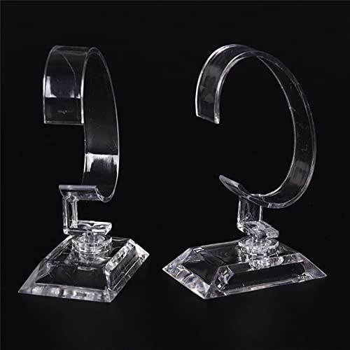 GSHLLO 2 Pcs Clear Acrylic Watch Display Stands C Shape Display Holder Bangle Bracelet Display Racks Wrist Jewelry Show Stand Showcases for Home Shop Use