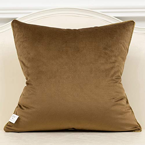 Avigers 18 x 18 Inches Coffee Brown White Gold Leather Striped Patchwork Velvet Cushion Case Luxury Modern Throw Pillow Cover Decorative Pillow for Couch Living Room Bedroom Car - color: Coffee Brown, size: 18" x 18" (Pack of 1)