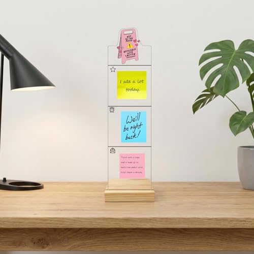 Monitor Memo Board Computer Monitor Memo Board Sticky Note Organizer Caution Sign Acrylic Desk Accessories Removable Wooden Base Set Sticky Notes 100 Sheets 11.8×3.1 inches - color: Caution