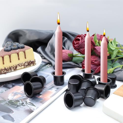 Coshar 30pcs Candle Holders Candlestick Holder Cup Candle Drip Protectors Empty Case for Candle Making, 30x25mm, Aluminum - size: 30x25mm(Black)