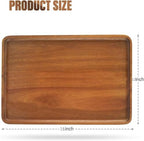 16" x12" Large Solid Acacia Wood Serving Tray Rectangular Wooden Serving Platter Natural Wooden Board for Bar Coffee Party - size: 16x12 in