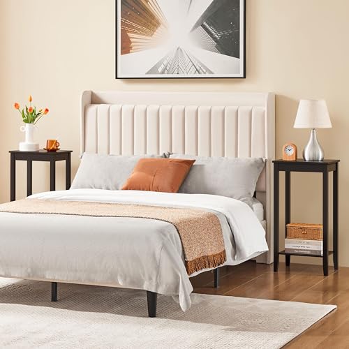 Yaheetech End Table Sofa Side Table with Open Shelf and Solid Wood Legs, Plant/Telephone Stand for Living Room, Couch, Office, Small Spaces, L15xW12xH29 Inch, Dark Coffee - style: Single