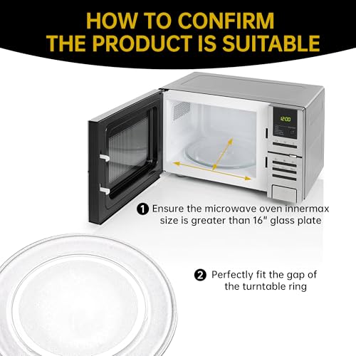 16" Microwave Glass Turntable Plate, 16" / 40.6cm Microwave Tray Replacement Glass Plate, Glass Tray Replacement for LG, GE, Magic Chef, Hotpoint, Panasonic, Kenmore, etc - size: 16"