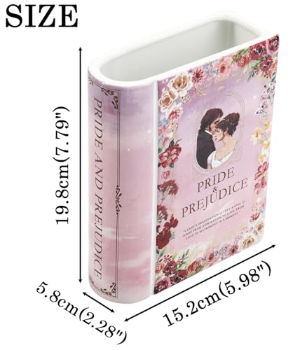 Ceramic Book Vase, Book Vase for Flowers, Book Flower Vases, Ceramic Book Shaped Vase, Unique Ceramic Vases for Home, Office, Bedroom, Living Room, Dining Table - color: Pride&prejudice, size: Ceramic-8"