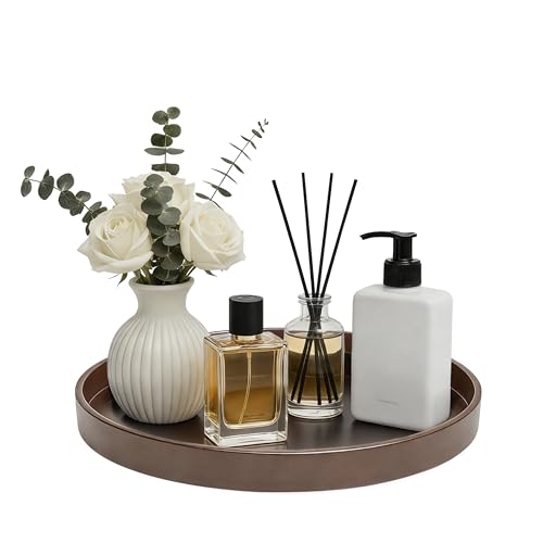 1 Pack 10" Bathroom and Vanity Tray, ABS Bathroom Counter Organizer, Coffee Table Decor for Perfume, Candles, Keys &More. Kitchen Countertop Organizer, Decorative Tray Soap Holder, Brown - color: Brown, size: 10"