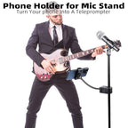 Mic Stand Phone Holder, Flexible Phone Mount with 7.9" Removable Gooseneck for Microphone Music Stand, 360°Adjustable Phone Holder for iPhone 16 Pro Max, 15 Plus, All Smartphones