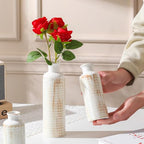 White Ceramic Vase Set of 3, Farmhouse Decor, Home Decorative Vase, Vases for Your Kitchen, Bedroom, Office, Living Room, Bathroom, & Shelf Centerpiece Table Decorations