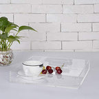 Clear Sturdy Acrylic Serving Tray with Handles - 12x12Inch - Coffee, Appetizer, Breakfast, Butler Tray - Kitchen Countertop & Makeup Drawer Organizer - color: Clear, size: 12" x 12" x 2"